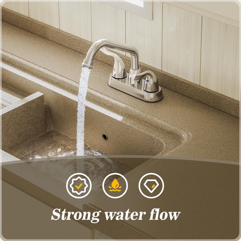 Phiestina Centerset 4 Inch 2 or 3 Hole Chrome Utility Sink/Laundry Faucet 2 Pack, with Rotatable Swivel 360 Spout and Garden Hose Threaded End, with Water Supply Line,BF025-7-C-2PACK - Image 3